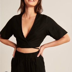 Abercrombie & Fitch linen blend wrap top